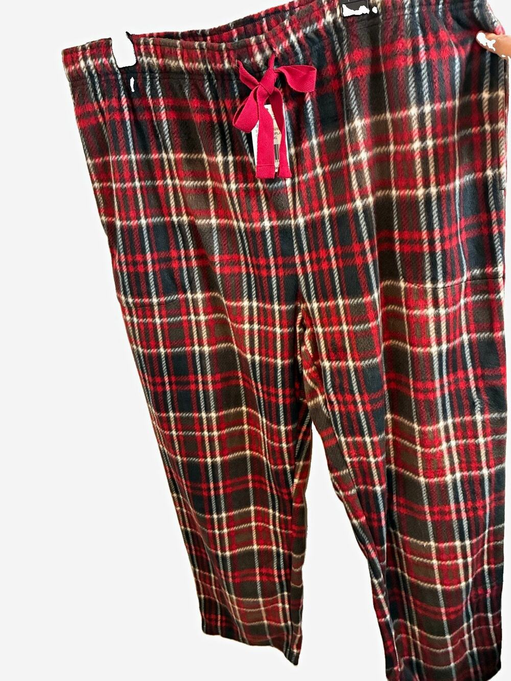 NWT Cuddl Duds Men XXL Pajama Pants Red Plaid Microfleece Sleep Lounge Pockets
